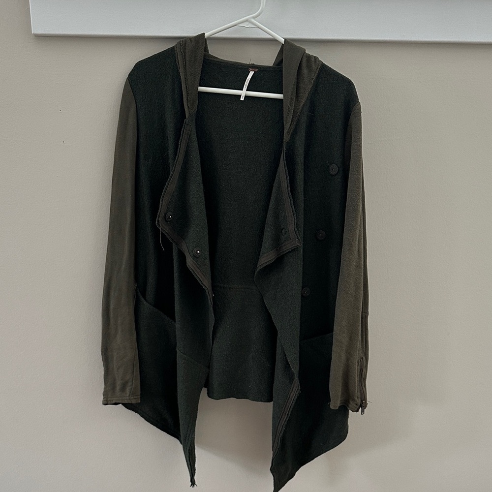 Free People army green wool hooded Jacket